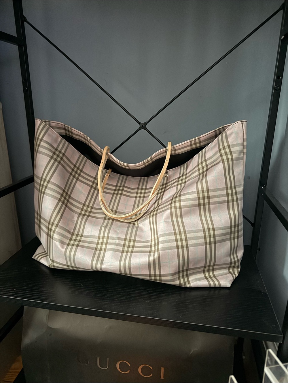 Burberry Pink Large Novacheck Tote
